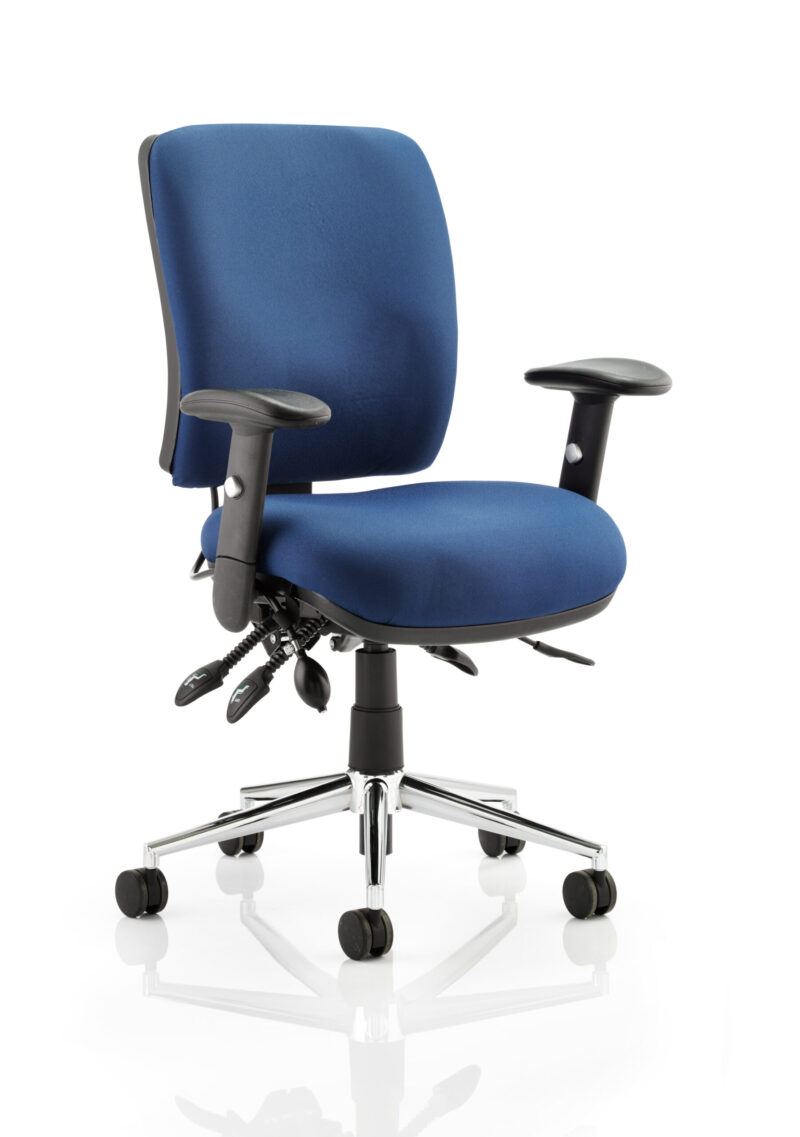 Impulse 1600mm Cantilever Straight Desk With Mobile Pedestal and Chiro Medium Back Blue Operator Chair - Image 8