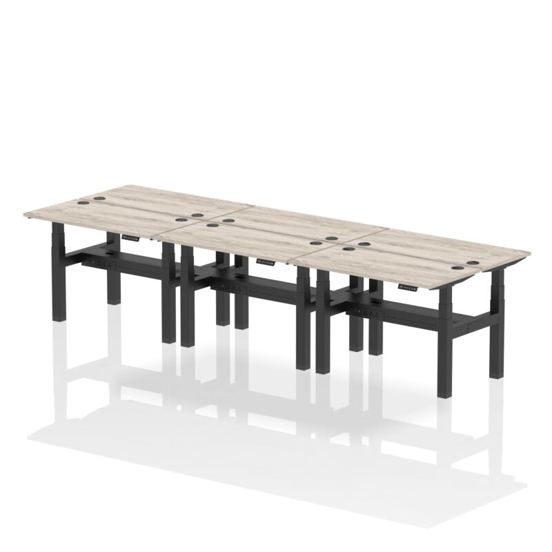 Air Back-to-Back Slimline Height Adjustable Bench Desk - 6 Person - Image 7
