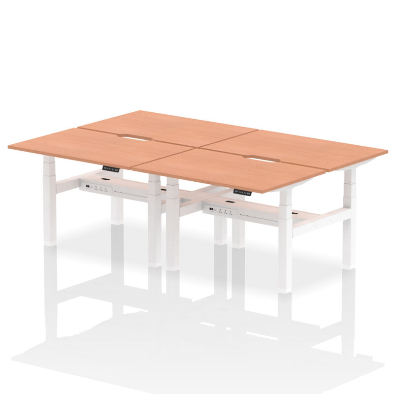 Air Back-to-Back Scalloped Edge Height Adjustable Bench Desk - 4 Person - Image 3