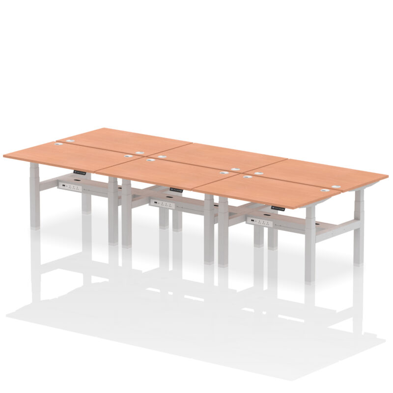 Air Back-to-Back Height Adjustable Bench Desk - 6 Person - Image 2