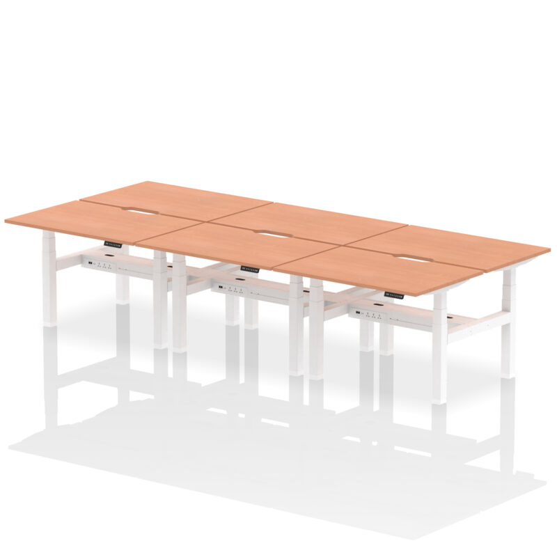 Air Back-to-Back Scalloped Edge Height Adjustable Bench Desk - 6 Person - Image 3