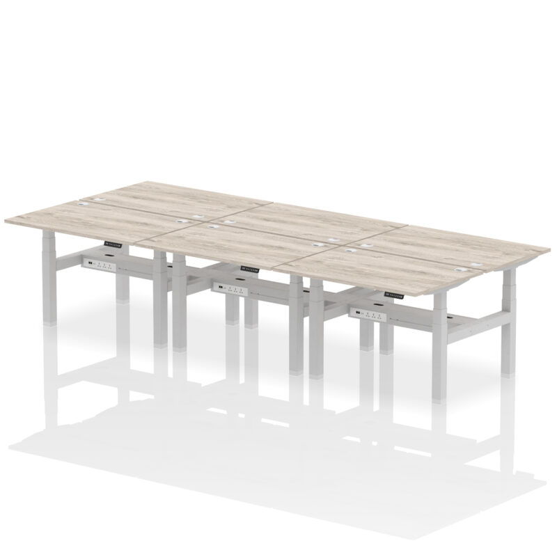 Air Back-to-Back Height Adjustable Bench Desk - 6 Person - Image 8