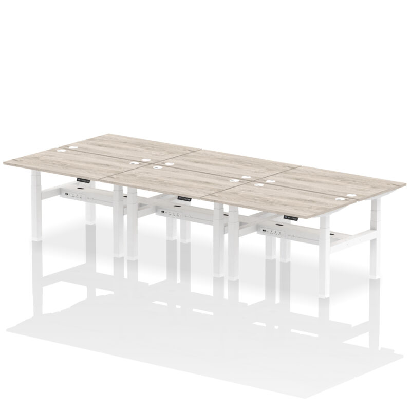 Air Back-to-Back Height Adjustable Bench Desk - 6 Person - Image 9