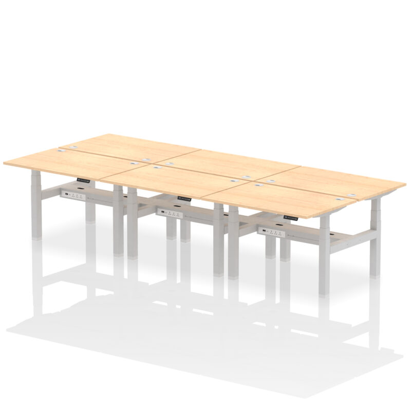 Air Back-to-Back Height Adjustable Bench Desk - 6 Person - Image 11