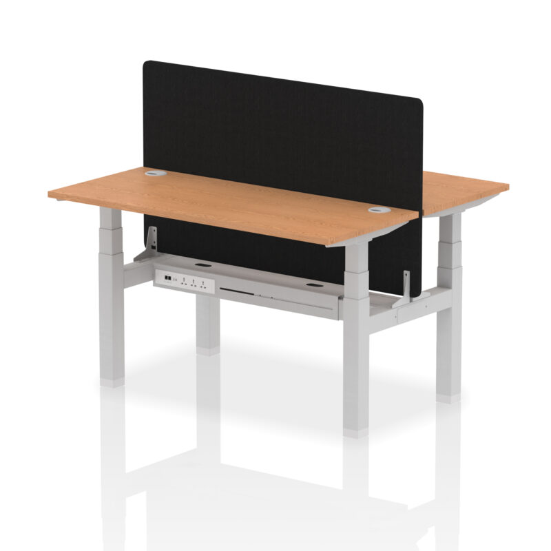 Air Back-to-Back Slimline Height Adjustable Bench Desk - 2 Person with Black Straight Screen - Image 35