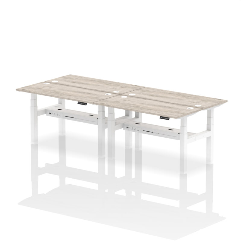 Air Back-to-Back Slimline Height Adjustable Bench Desk - 4 Person - Image 30