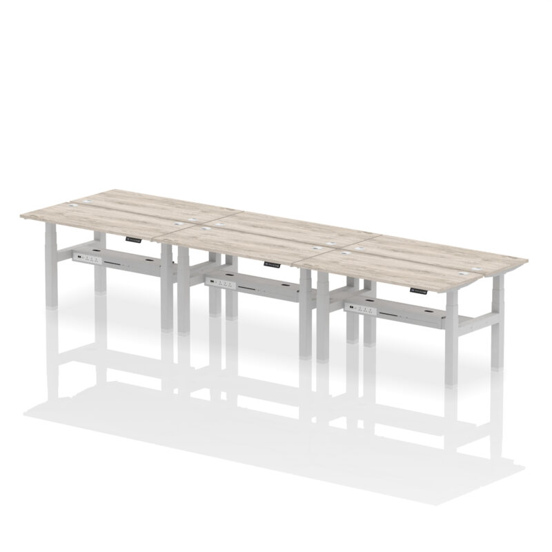 Air Back-to-Back Slimline Height Adjustable Bench Desk - 6 Person - Image 29