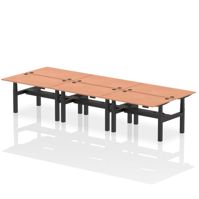 Air Back-to-Back Height Adjustable Bench Desk - 6 Person - Image 22