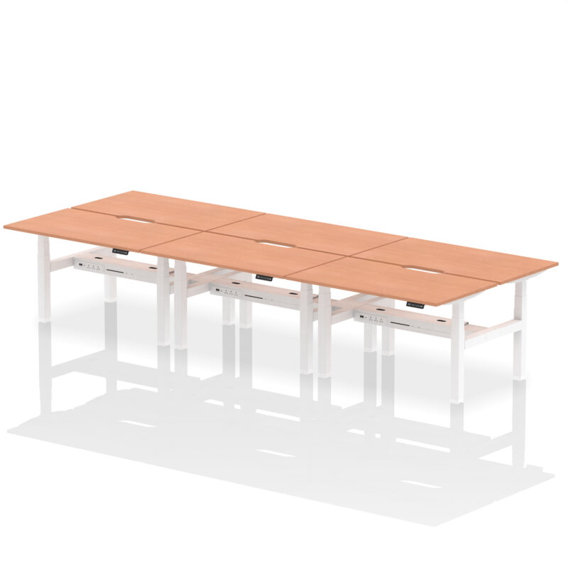 Air Back-to-Back Scalloped Edge Height Adjustable Bench Desk - 6 Person - Image 21