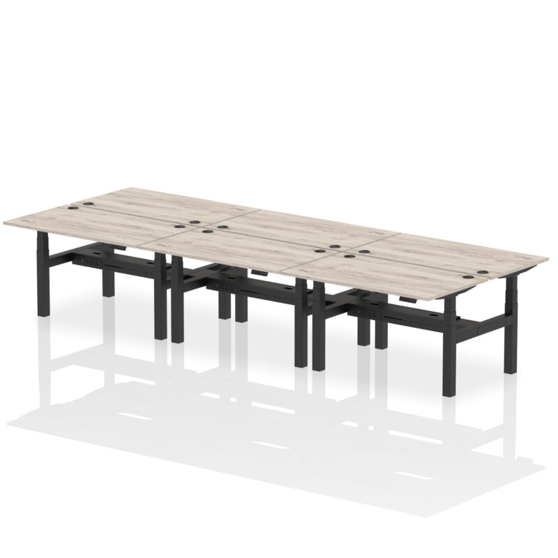 Air Back-to-Back Height Adjustable Bench Desk - 6 Person - Image 28