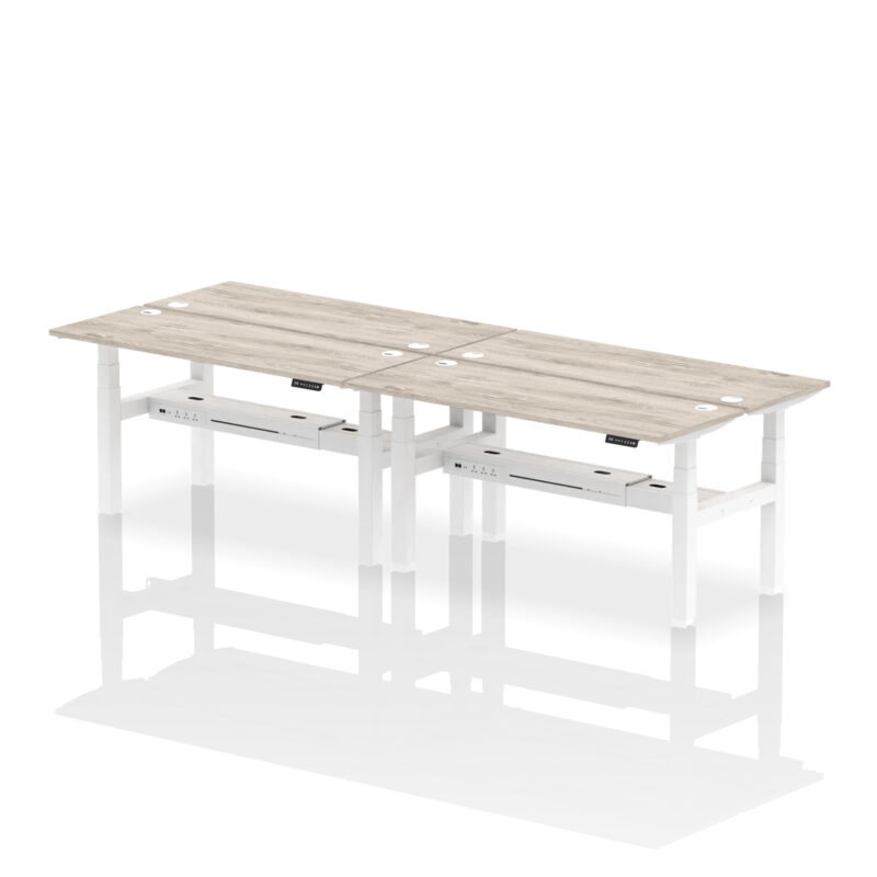 Air Back-to-Back Slimline Height Adjustable Bench Desk - 4 Person - Image 51
