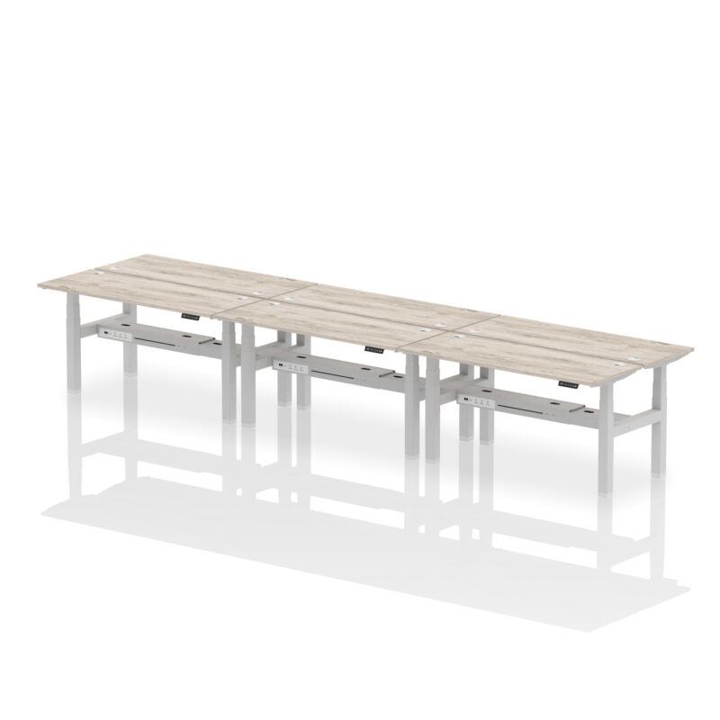 Air Back-to-Back Slimline Height Adjustable Bench Desk - 6 Person - Image 50