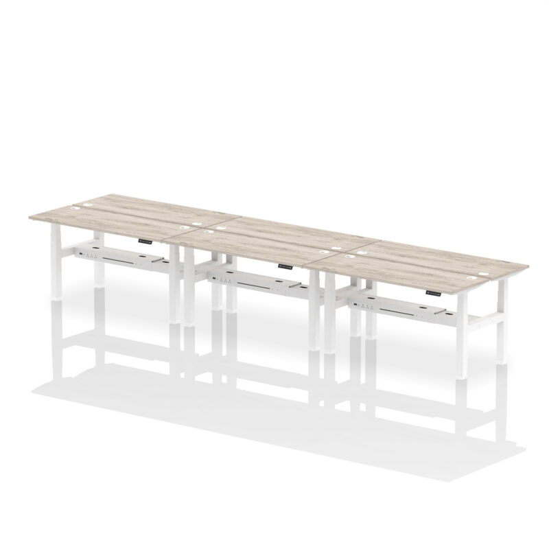 Air Back-to-Back Slimline Height Adjustable Bench Desk - 6 Person - Image 51