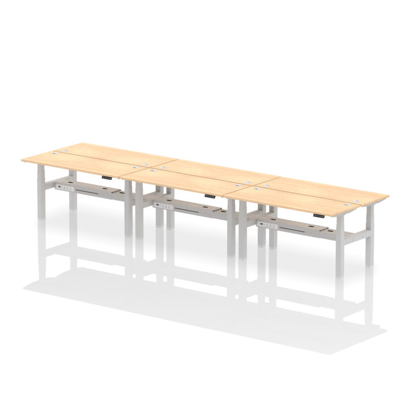 Air Back-to-Back Slimline Height Adjustable Bench Desk - 6 Person - Image 53