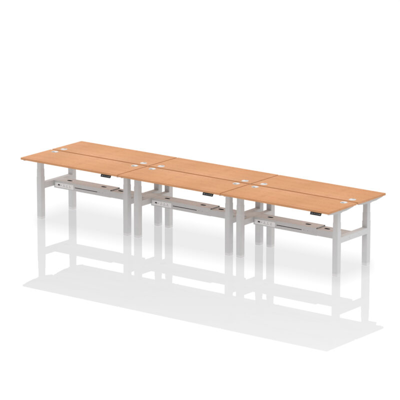 Air Back-to-Back Slimline Height Adjustable Bench Desk - 6 Person - Image 56