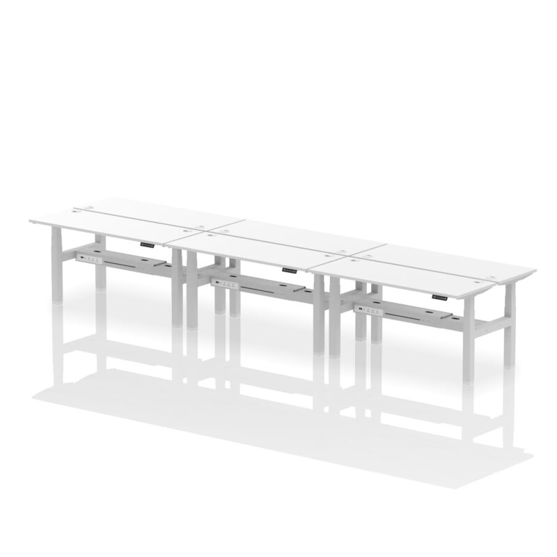 Air Back-to-Back Slimline Height Adjustable Bench Desk - 6 Person - Image 62