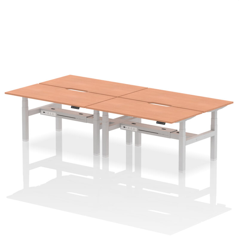 Air Back-to-Back Scalloped Edge Height Adjustable Bench Desk - 4 Person - Image 38
