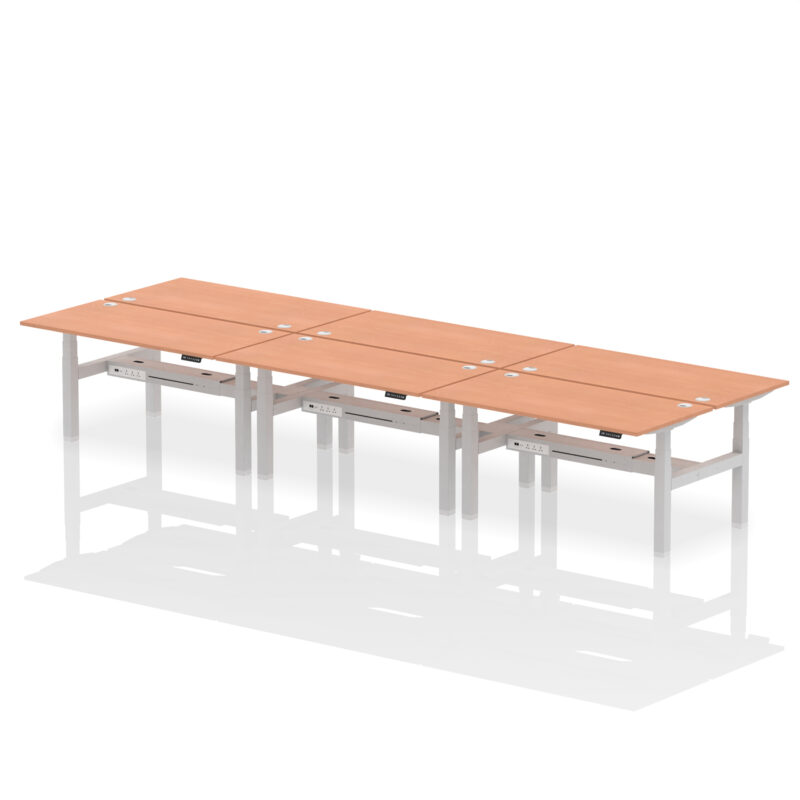 Air Back-to-Back Height Adjustable Bench Desk - 6 Person - Image 44