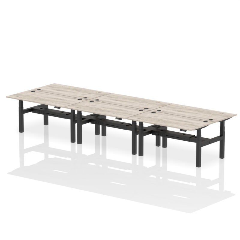 Air Back-to-Back Height Adjustable Bench Desk - 6 Person - Image 49