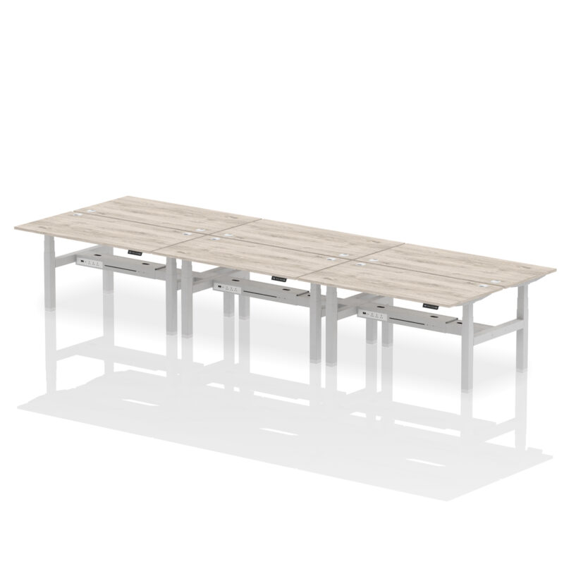 Air Back-to-Back Height Adjustable Bench Desk - 6 Person - Image 50