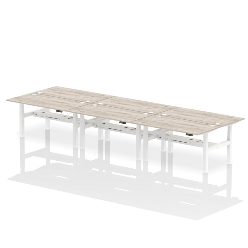 Air Back-to-Back Height Adjustable Bench Desk - 6 Person - Image 51