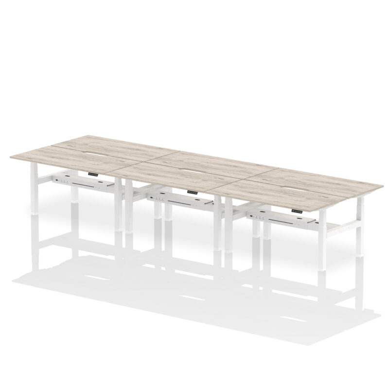 Air Back-to-Back Scalloped Edge Height Adjustable Bench Desk - 6 Person - Image 42