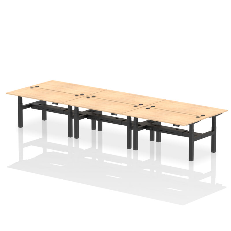 Air Back-to-Back Height Adjustable Bench Desk - 6 Person - Image 52