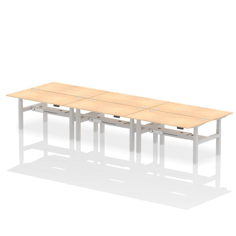 Air Back-to-Back Height Adjustable Bench Desk - 6 Person - Image 53