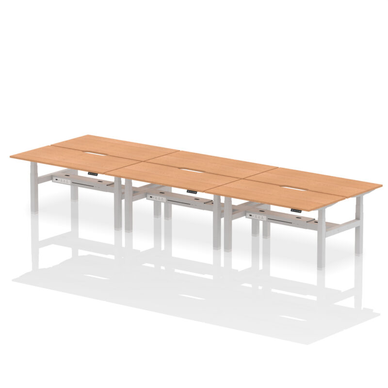 Air Back-to-Back Scalloped Edge Height Adjustable Bench Desk - 6 Person - Image 47
