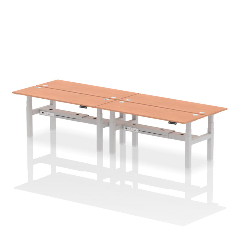 Air Back-to-Back Slimline Height Adjustable Bench Desk - 4 Person - Image 65