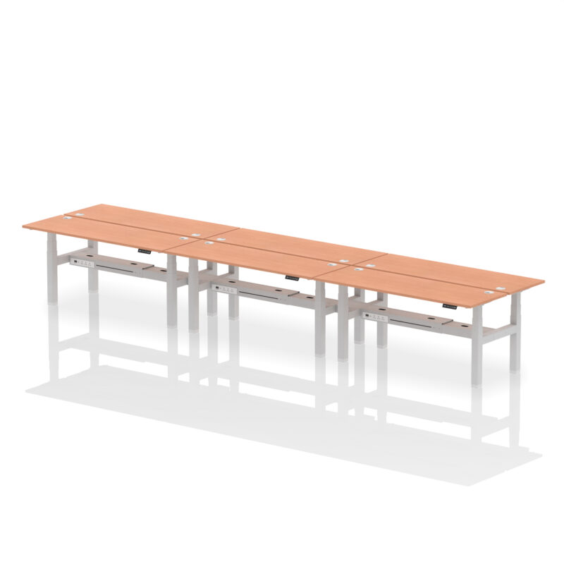 Air Back-to-Back Slimline Height Adjustable Bench Desk - 6 Person - Image 65