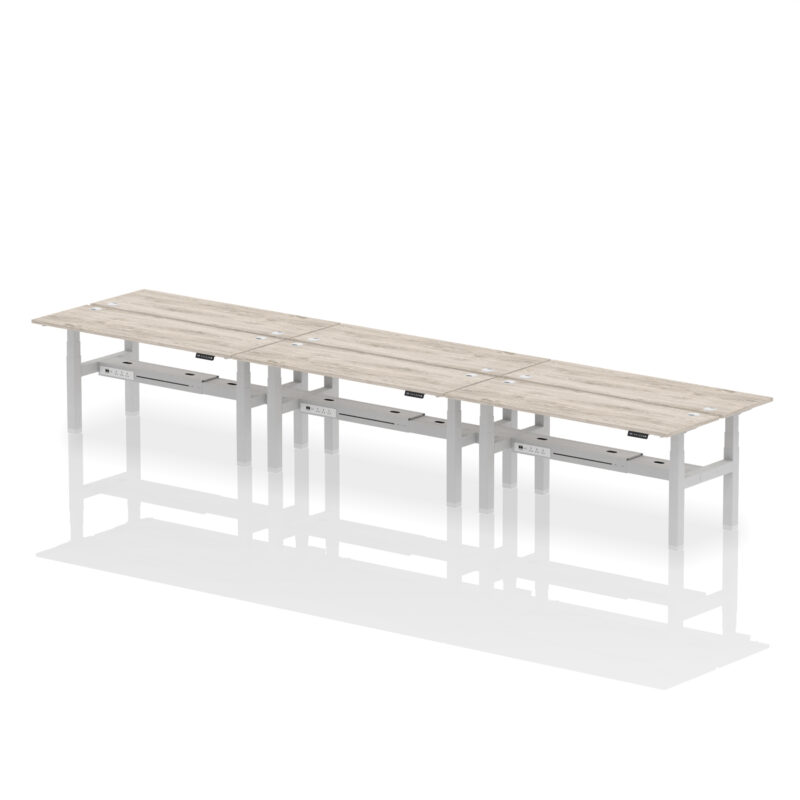Air Back-to-Back Slimline Height Adjustable Bench Desk - 6 Person - Image 71