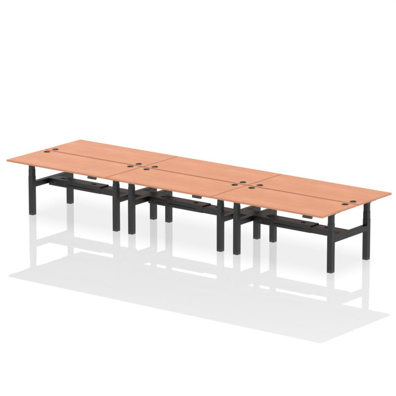 Air Back-to-Back Height Adjustable Bench Desk - 6 Person - Image 64