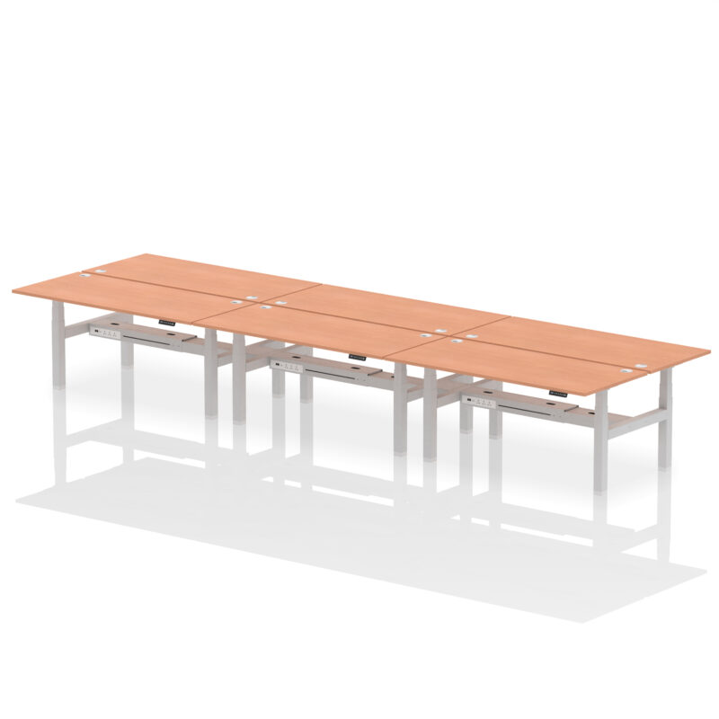 Air Back-to-Back Height Adjustable Bench Desk - 6 Person - Image 65