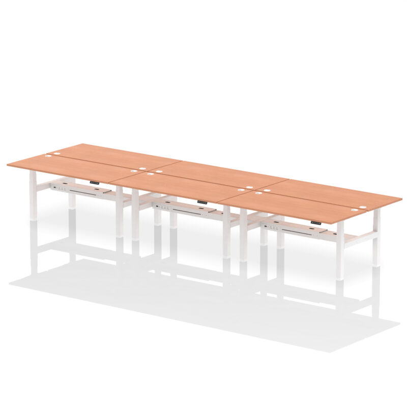 Air Back-to-Back Height Adjustable Bench Desk - 6 Person - Image 66