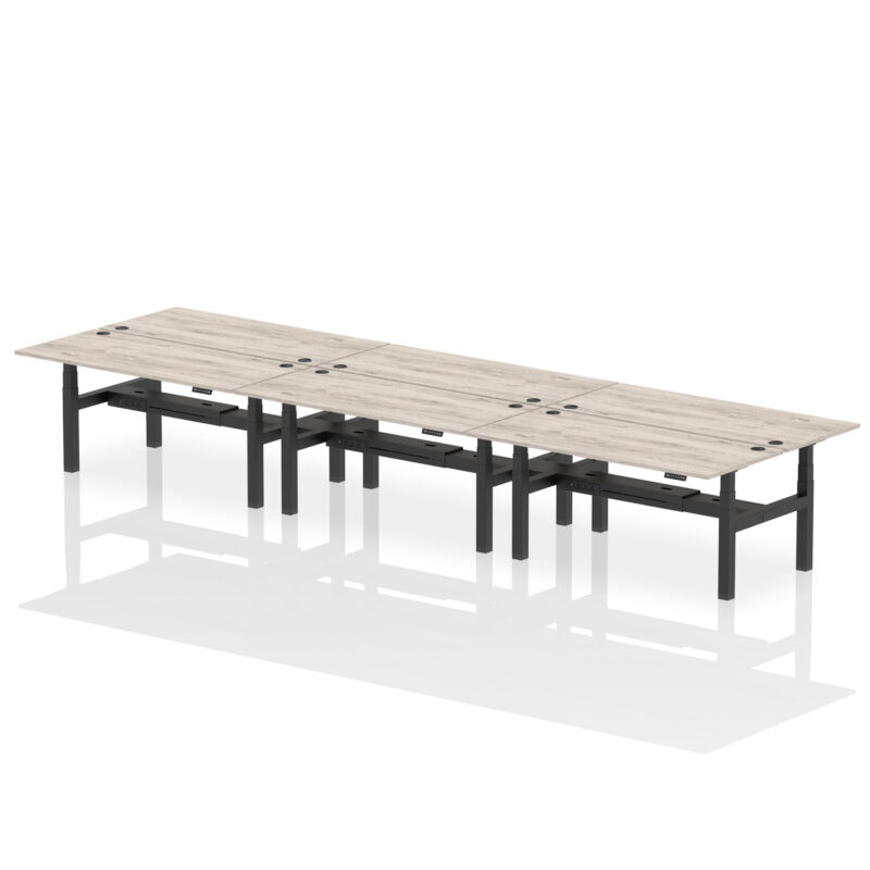 Air Back-to-Back Height Adjustable Bench Desk - 6 Person - Image 70