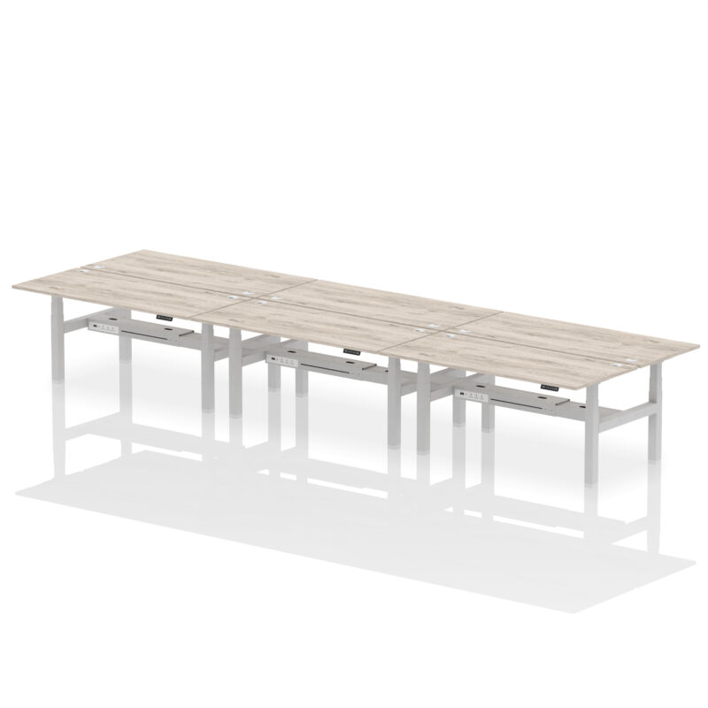 Air Back-to-Back Height Adjustable Bench Desk - 6 Person - Image 71