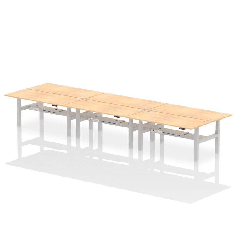 Air Back-to-Back Height Adjustable Bench Desk - 6 Person - Image 74