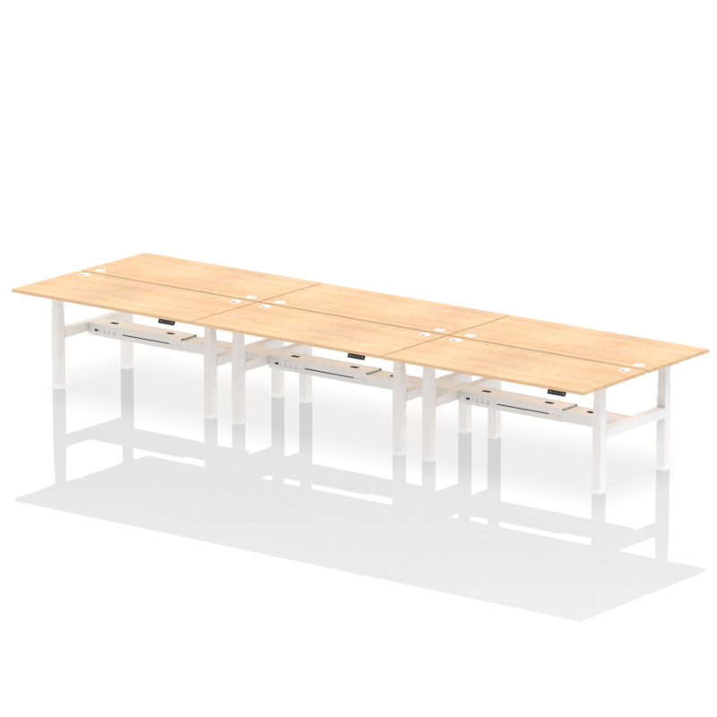 Air Back-to-Back Height Adjustable Bench Desk - 6 Person - Image 75