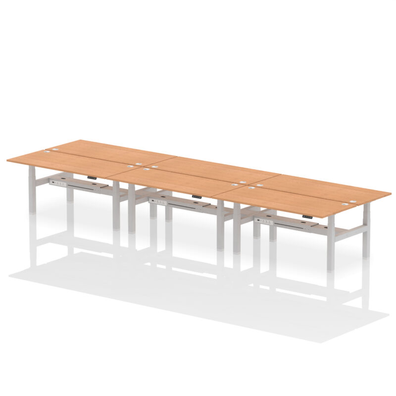 Air Back-to-Back Height Adjustable Bench Desk - 6 Person - Image 77