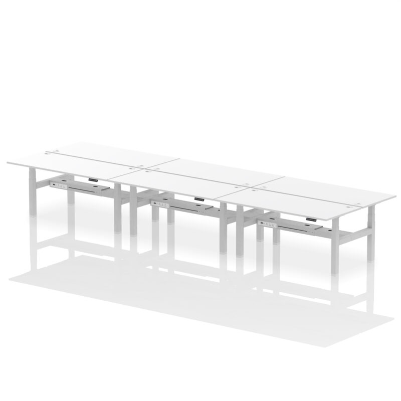 Air Back-to-Back Height Adjustable Bench Desk - 6 Person - Image 83