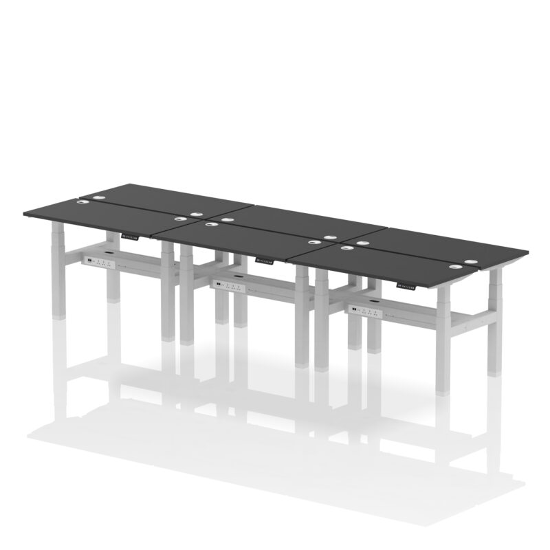 Air Back-to-Back Slimline Height Adjustable Bench Desk - 6 Person - Image 5