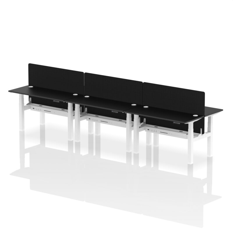 Air Back-to-Back Slimline Height Adjustable Bench Desk - 6 Person with Black Straight Screen - Image 27