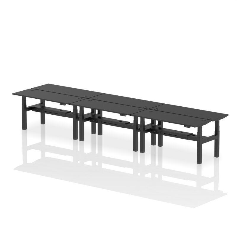 Air Back-to-Back Slimline Height Adjustable Bench Desk - 6 Person - Image 46