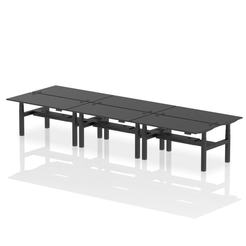 Air Back-to-Back Height Adjustable Bench Desk - 6 Person - Image 46