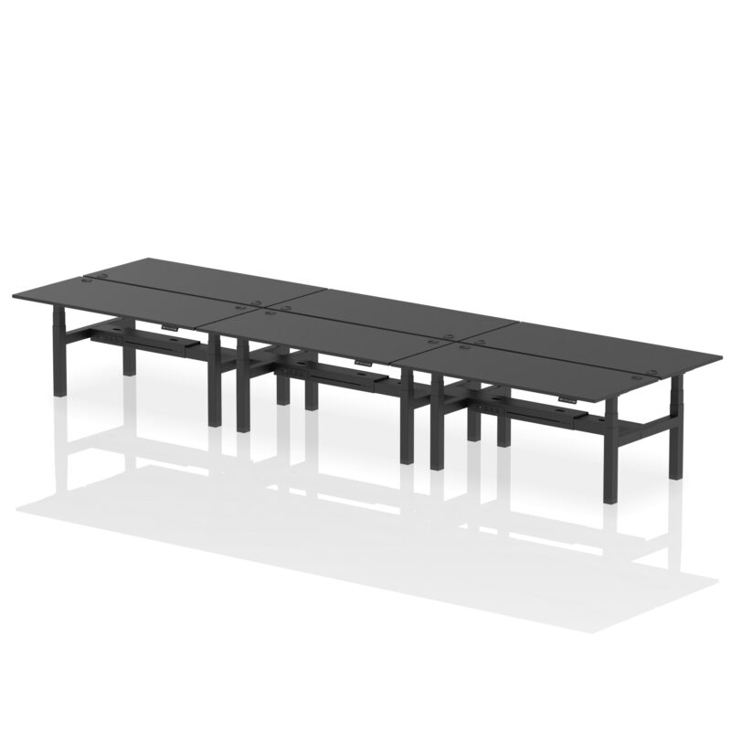 Air Back-to-Back Height Adjustable Bench Desk - 6 Person - Image 67