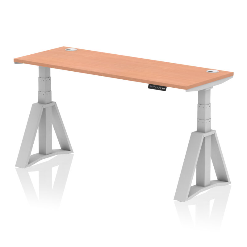 Air Height Adjustable Slimline Desk With Cable Ports With Piste Foot - Image 3