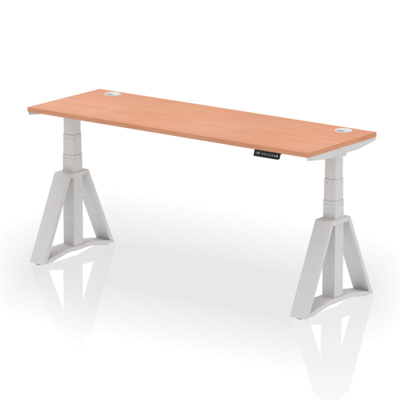 Air Height Adjustable Slimline Desk With Cable Ports With Piste Foot - Image 4