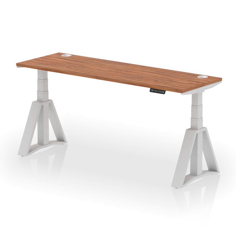 Air Height Adjustable Slimline Desk With Cable Ports With Piste Foot - Image 8