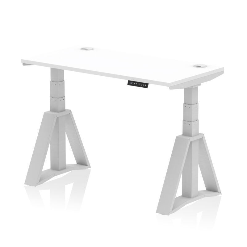 Air Height Adjustable Slimline Desk With Cable Ports With Piste Foot - Image 9